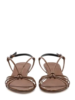 Amara Patent Sandals with Criss Cross Straps