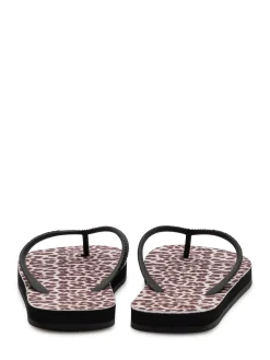 Animal Print Flip Flops With Logo Detail
