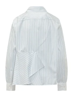 Asym Draped Shirt with Striped Pattern