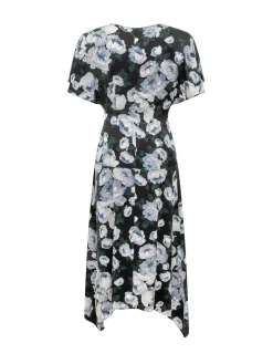 Asymmetric Floral Midi Dress