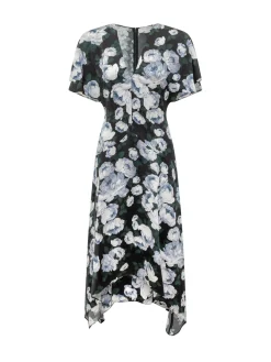 Asymmetric Floral Midi Dress
