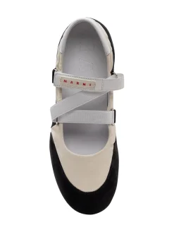 Ballet Flats with Double Strap and Contrast Panels
