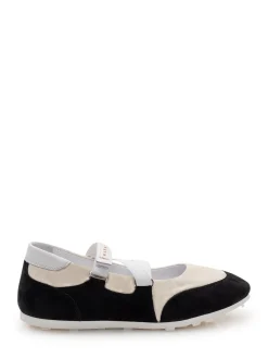 Ballet Flats with Double Strap and Contrast Panels