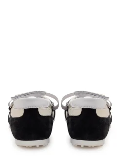 Ballet Flats with Double Strap and Contrast Panels