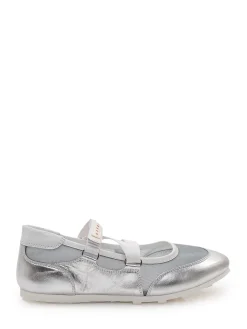 Ballet Flats with Double Strap and Mesh Insert