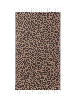 Beach Towel with Animal Print and Fringes