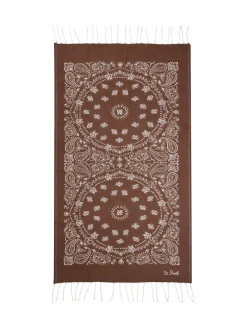 Beach Towel with Bandana Pattern and Fringes