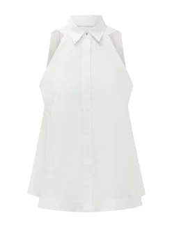 Becola Sleeveless Top with Collar and Buttons