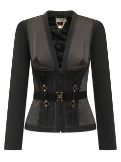 Belted Jacket with Deep Neckline