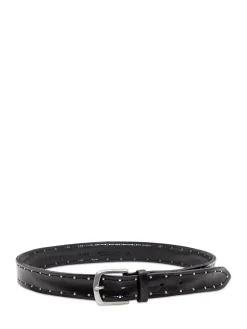 Belt with Metal Buckle and Decorative Details