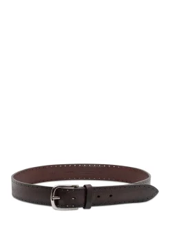 Belt with Metal Buckle and Perforated Details