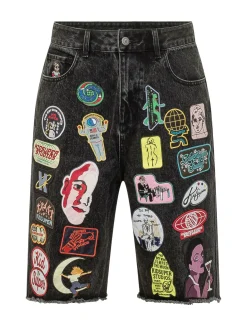Bermuda Denim Shorts with Patches