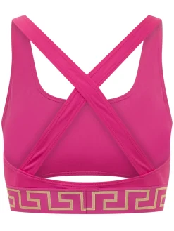 Bikini Top with Crossed Straps and Logo Band