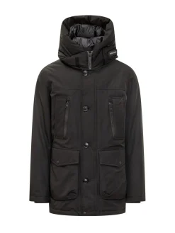 Black Technical Parka with Hood Woolrich
