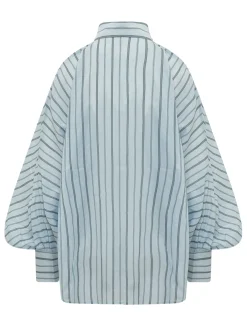 Blouse with Collar and Wide Sleeves
