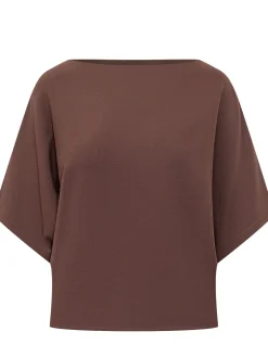 Boat Neck Top with Short Sleeves