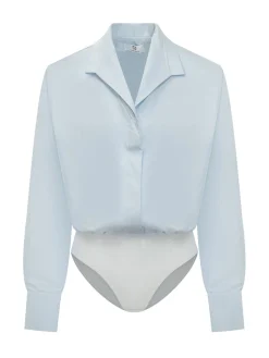 Bodysuit shirt with structured shoulders