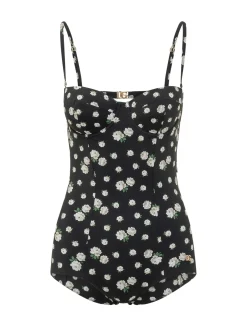 Bodysuit with Floral Print and Structured Cups