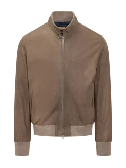 Bomber con Collo Alto e Zip