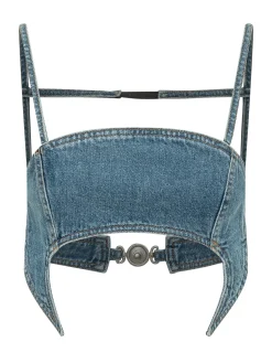 Bra Top in Denim with Straps and Front Closure