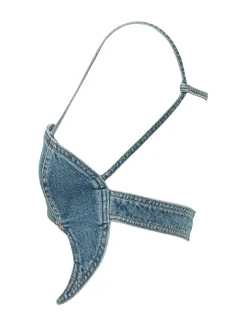 Bra Top in Denim with Straps and Front Closure