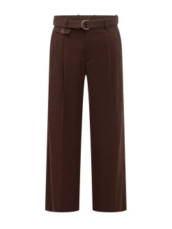 Brown Wide-Leg Trousers with Belt