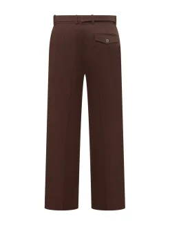 Brown Wide-Leg Trousers with Belt
