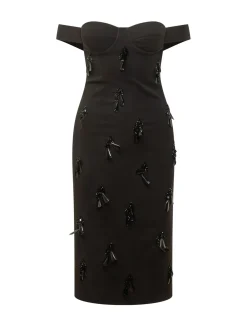 Bustier Dress with Off-Shoulder Design and Embellishments
