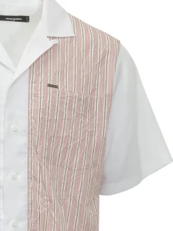 Camicia a Maniche Corte con Righe e Tasche