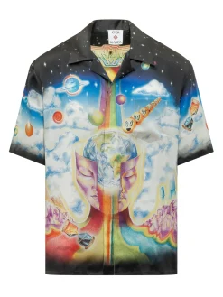 Camicia a Maniche Corte con Stampa Cosmica