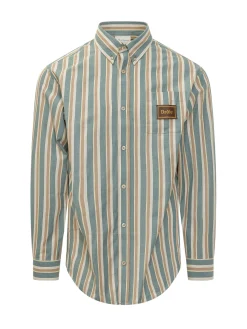 Camicia a Righe con Tasca sul Petto