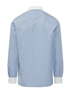 Camicia Classic Fit a Righe con Collo Classico