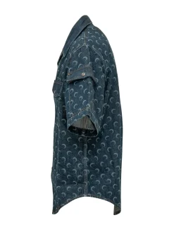 Camicia Denim Maniche Corte con Tasche