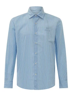 Camicia Ice a Righe con Logo Ricamato