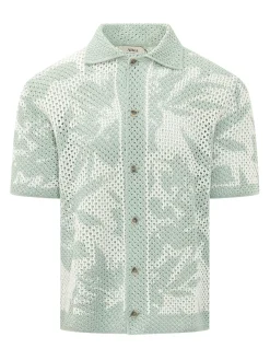 Camicia in Maglia Traforata con Motivo