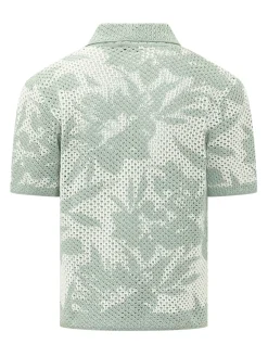 Camicia in Maglia Traforata con Motivo