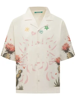 Camicia in Popeline con Stampa Cactus