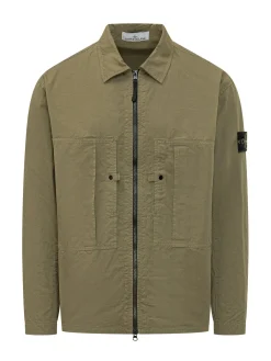 Camicia Overshirt Con Zip E Tasche Frontali