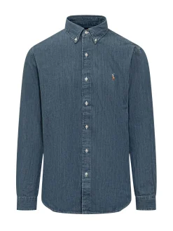 Camicia Sportiva in Denim a Maniche Lunghe