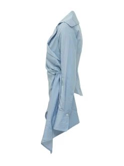 Candy Shirt with Wide Collar and Asymmetric Draping