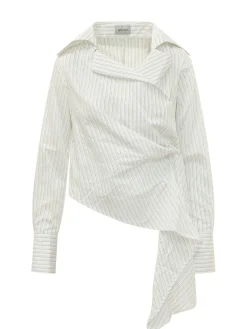 Candy Shirt with Wide Collar and Asymmetric Draping