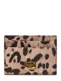 Card Holder with Logo Plaque and Animal Print