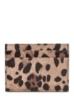 Card Holder with Logo Plaque and Animal Print