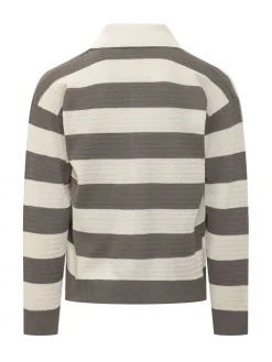 Cardigan con Colletto e Motivo a Righe