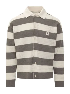 Cardigan con Colletto e Motivo a Righe