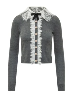 Cardigan with Lace Collar