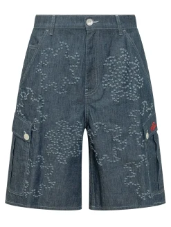 Cargo Bermuda Shorts with All-Over Graphic Pattern