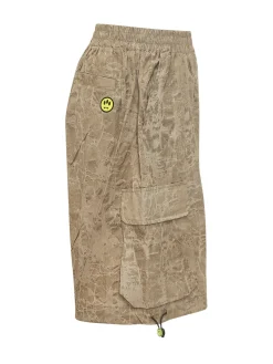 Cargo Gabardine Shorts with Patch Pockets and Print