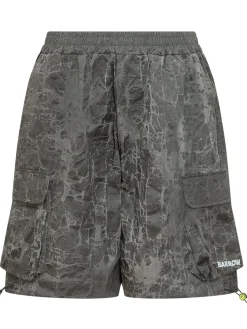 Cargo Gabardine Shorts with Patch Pockets and All Over Print