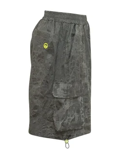 Cargo Gabardine Shorts with Patch Pockets and All Over Print